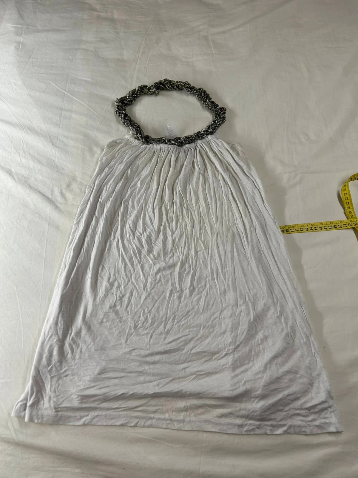 White viscose dress with silver accessories – photo 2